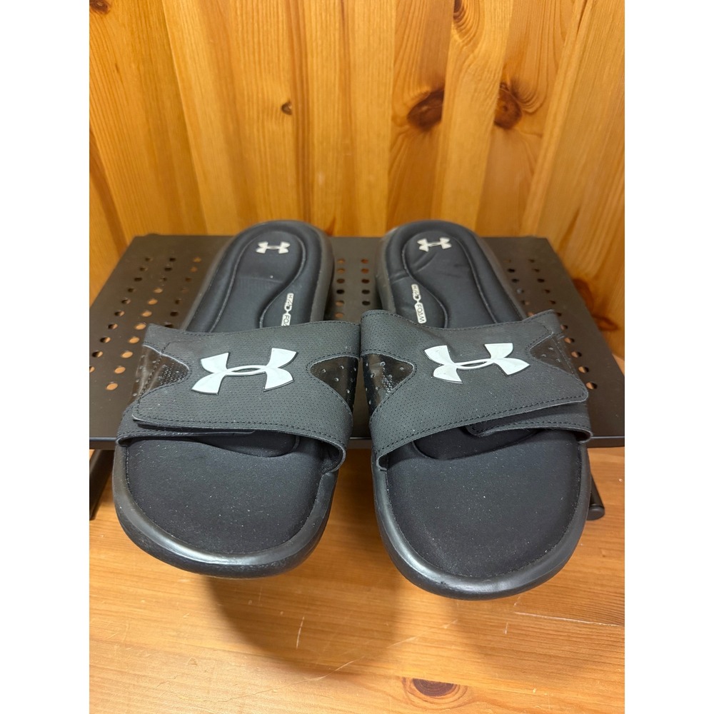 Under Armour Ignite IV Mens Black White 4D Foam Slides Sandals 1252510-001 Sz 11